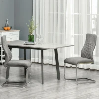 HOMCOM Set of 2 Dining Chairs High Back Accent Chair for Dining Room, Living Room with Bent Metal Base, Grey(m-1)