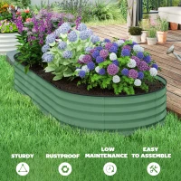 Outsunny 7' x 3' x 1' Raised Garden Bed Set, 2PCS Raised Beds for Gardening with Metal Plant Stakes, Green(m-8)