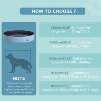 PawHut Φ63" Folding Dog Pool for Large dogs,  Portable Pet Kiddie Swimming Pool, Outdoor/Indoor Puppy Bath Tub with Nonslip Bottom for Dogs & Cats, Blue(m-10)