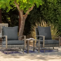 Outsunny Patio Bistro Set, Porch Furniture with Soft Cushions and Rocking Function for Yard, Lawn, Porch, Dark Gray(m-10)