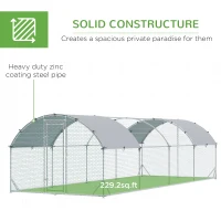 PawHut Large Metal Chicken Coop with Waterproof and Anti-UV Cover for Yard, Outdoor, Duck, Rabbit, 9.2' x 24.9' x 6.5'(m-6)