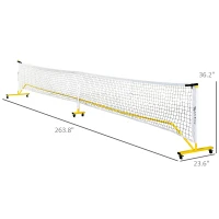 Soozier Pickleball Set with Net on Wheels, Markers, 4 Pickleball Paddles and 4 Balls, for Driveway Backyard(m-3)