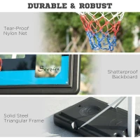 Soozier Adjustable Basketball Hoop and Basketball Stand w/ Sturdy Backboard and Weighted Base, Portable on Wheels(m-7)