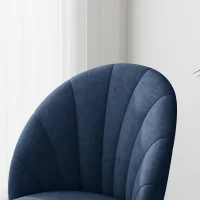 HOMCOM Modern Dining Chairs Set of 4, Upholstered Dining Room Chairs with Metal Legs, Shell Backrest, Padded Seat, Blue(m-10)