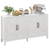 HOMCOM Sideboard Buffet, Storage Cabinet with Barn Door and Adjustable Shelf, TV Stand for TVs up to 65 Inches, White(m-11)