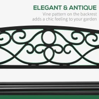 Outsunny 50" 2-Seater Outdoor Garden Bench Antique Loveseat with Armrest for Yard, Lawn, Porch, Patio, Steel/ Black(m-4)