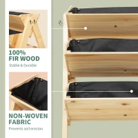 Outsunny 3-Tiers Vertical Raised Garden Bed, Wooden Elevated Planter Boxes, Plant Stand with Side Hooks & Storage Clapboard, Drainage Holes, Bed Liner, for Flowers Herbs Vegetables(m-4)