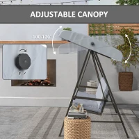Outsunny 3 Seater Patio Swing Chair, Porch Swing with Adjustable Canopy and Removable Cushions, Outdoor Swing Seat, Light Grey(m-6)