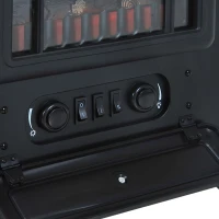 HOMCOM Fireplace Stove, Electric Fireplace Heater with Realistic LED Flames and Logs, 725W/1450W, Black(m-9)