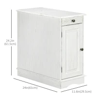 HOMCOM Flip Top End Side Table with Storage Drawer and Cabinet, 11.5" x 24" x 24.25", White(m-3)