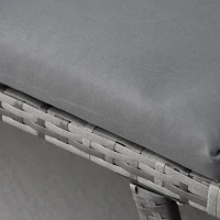 Outsunny Convertible Wicker Loveseat Grey Patio Chaise Lounge(m-9)