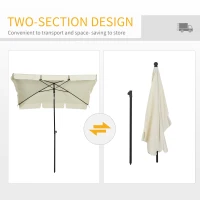 Outsunny 6.5x4ft Rectangle Patio Umbrella Aluminum Tilt Adjustable Garden Parasol  Sun Shade Outdoor Canopy Cream White(m-5)