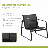 Outsunny 4 PCs Patio Furniture Set with Texteline Seat Outdoor Conversation Set with Loveseat, Center Coffee Table for Garden Backyard Deck, Black(m-6)