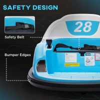Qaba 12V Bumper Car for Toddlers, Ride On Car with 360 Degree Remote Control, Lights Music Horn, for 1.5-5 Years, Light Blue(m-7)