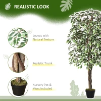 Outsunny 5.3ft Artificial Tree, Indoor Fake Ficus with Pot, for Home Office Living Room Decor(m-5)