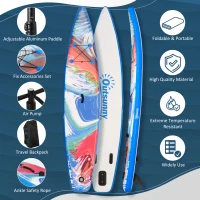 Outsunny Inflatable Paddle Board, Stand Up Paddle Board Adjustable Aluminum Paddle Non-Slip Deck Colorful Spray-painting Board w/ ISUP Accessories, Carry Bag, 11'9'' x 30" x 6"(m-4)