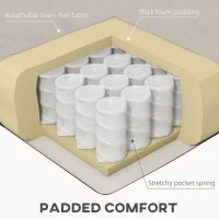 HOMCOM Convertible Bed with Couch, Button Tufted Fabric Sofa Bed with Adjustable Back for Living Room, Beige(m-6)