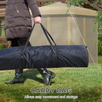 Outsunny 12'x12' Pop Up Canopy, Hexagon Gazebo with Netting, Carry Bag, Height Adjustable Instant Shelter, Khaki(m-9)