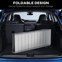 HOMCOM 3' Foldable Handicap Ramp for Home, Steps, Doorways, Aluminum Portable Wheelchair Ramp, Textured Threshold Ramp, Silver(m-5)