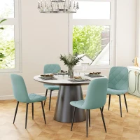 HOMCOM Dining Chairs Set of 4, Upholstered Dining Room Chairs with Steel Legs, Modern Kitchen Chair for Dining Room, Green(m-1)