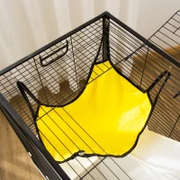 PawHut Small Animal Cage Habitat Indoor Pet Play House for Guinea Pigs Ferrets Chinchillas, With Accessories Hammock Water Bottle Balcony Ramp Food Dish, 31.5", Yellow(m-8)