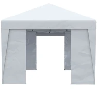 Outsunny 10' x 19.5' Pop Up Canopy Tent Height Adjustable Event Shelter w/ Sidewalls, Leg Weight Bags, Wheeled Carry Bag, White(m-9)