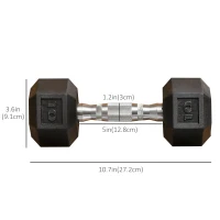 Soozier Rubber Dumbbells Weight Set, Total 20lbs, 10lbs Each, Dumbbell Hand Weight for Body Fitness Training for Home Office Gym, Black(m-3)