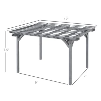 Outsunny 12' x 10' Wooden Pergola, Outdoor Grape Gazebo for Garden, Patio, Backyard, Deck, Gray(m-3)