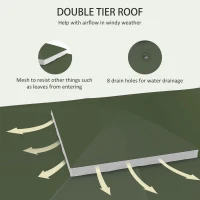 Outsunny 10' x 12' 2-Tier Gazebo Cover, Patio Gazebo Canopy Replacement with Drainage Holes for 84C-210 Series, Green(m-5)