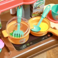 Qaba 3 in 1 Foldable Play Kitchen Set, Pretend Play Toys for Toddlers 3-6 Years Old, Multicolor(m-9)