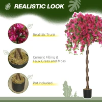 HOMCOM Set of 2 Decorative Artificial Plants, Murraya Flowers in Pots, Fake Plants for Indoor Decor, 59-inch, Purple and Red(m-4)