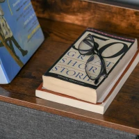 HOMCOM Chest of Bins Storage Cabinet with 4 Fabric Bins for Living Room and Entryway, Black(m-10)