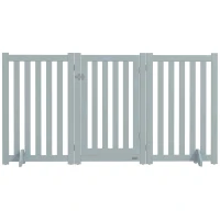 PawHut 3-Panel Foldable Dog Gate with Feet for Medium Dogs and Below, Grey(m-2)