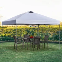 Outsunny 10' x 10' Pop Up Canopy Tent, Instant Sun Shelter with 3-Level Adjustable Height, Top Vents and Wheeled Carry Bag for Outdoor, Garden, Patio, White(m-10)