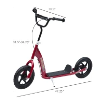 HOMCOM Kids Scooter Street Bike Bicycle for Teens Ride on Toy w/ 12" EVA Tyres for 5-12 Year Old Red(m-3)