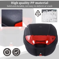 HOMCOM 30L Motorcycle Tail box Top Case Motorbike Trunk Helmet Carrier Luggage Helmet Storage Mount Rack w/ Lock(m-4)