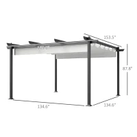 Outsunny 13' x 13' Aluminum Retractable Pergola Canopy, Outdoor Pergola for Garden, Patio, Backyard, Deck, White(m-3)