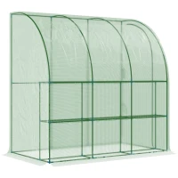 Outsunny 7' x 4' x 7' Outdoor Lean-to Walk-in Garden Greenhouse with Roll-Up Door Hot House for Plants Herbs Vegetables, Green(m-11)