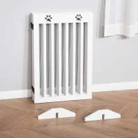 PawHut Freestanding Pet Gate 4 Panel Dog Barrier Folding Safety Fence with Support Feet up to 80.25" Long 29.5" Tall for Doorway Stairs Black White(m-9)