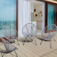 Outsunny 4-Piece Outdoor Patio Conversation Furniture Set All-Weather PE Rattan Wicker Oval Chair Sets - Light Grey(m-7)