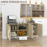 HOMCOM Boho Sideboard Buffet Cabinet with 3 Rattan Doors, Kitchen Cabinet with Adjustable Shelves, Natural(m-4)