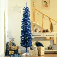 HOMCOM 6ft Pencil Christmas Trees, Skinny Artificial Christmas Tree for Xmas Holiday Decor, Deep Blue(m-8)