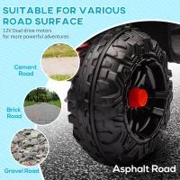 Qaba 12V Kids ATV with Four Wheels Spring Suspension, Forward & Backward, LED Light, MP3, Music, Red(m-6)