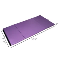 Soozier 4'x8'x2" Folding Gymnastics Tumbling Mat, Exercise Mat with Carrying Handles for Yoga, MMA, Martial Arts, Stretching, Core Workouts, Purple(m-3)