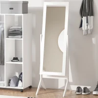 HOMCOM Full Length Mirror, Free Standing Full Body Mirror with Rectangular Frame, Adjustable Angle for Dressing Room, Bedroom, Living Room, White(m-8)