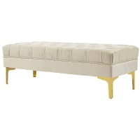HOMCOM End of Bed Bench, Upholstered Bench, Entryway Shoe Bench with Button Tufted for Living Room, Bedroom, Beige(m-11)
