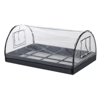 Outsunny 47" x 31" x 21" 12 Grids Garden Bed Planter Kit Box with Greenhouse with 2 Roll Up Windows Dual Use, Outdoor, PVC Cover(m-11)