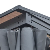 Outsunny 10' x 13' Outdoor Hardtop Pergola PC Roof Gazebo Party Tent Garden Sun Shelter UV protection with Curtains(m-10)