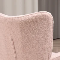 HOMCOM Accent Sherpa Chair, Upholstered Armchair, Fluffy Wingback Chair for Living Room, Reading Room, Pink(m-10)