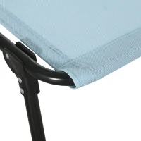 Outsunny Outdoor Folding Lounge Chair, 4-Level Adjustable Chaise Lounge with Headrest, Tanning Chair Beach Bed, Reclining Lounger Cot for Camping, Hiking, Backyard, Light Blue(m-9)